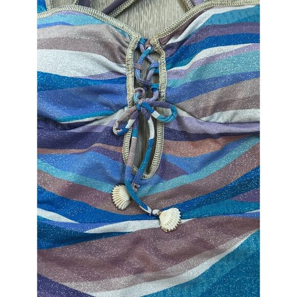 Becca|Glitter One Piece Swim Suit|Multicolor|NWT|SZ L - Picture 6 of 6